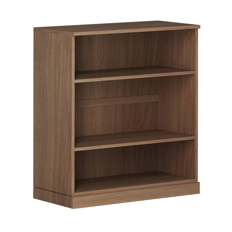 Palace Imports Premium 100% Solid European Oak Hardwood 3-Shelf Modular Bookcase - 32" Wide, 35.75" Tall - Natural-Oak