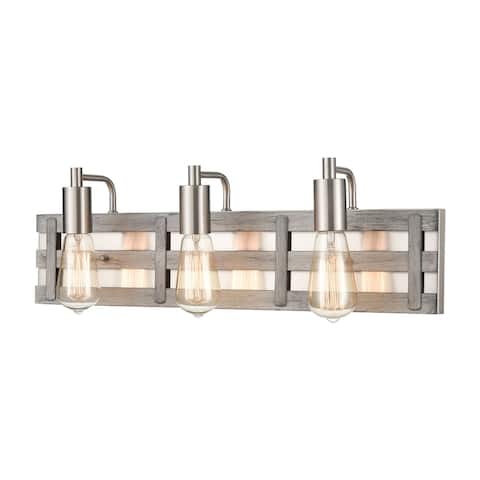 Brigantine 3-Light vanity light in Weathered Driftwood / Satin Nickel