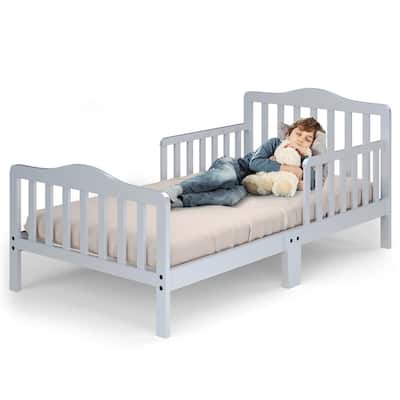 Costway Kids Toddler Wood Bed Bedroom Furniture w/ Guardrails - See Details