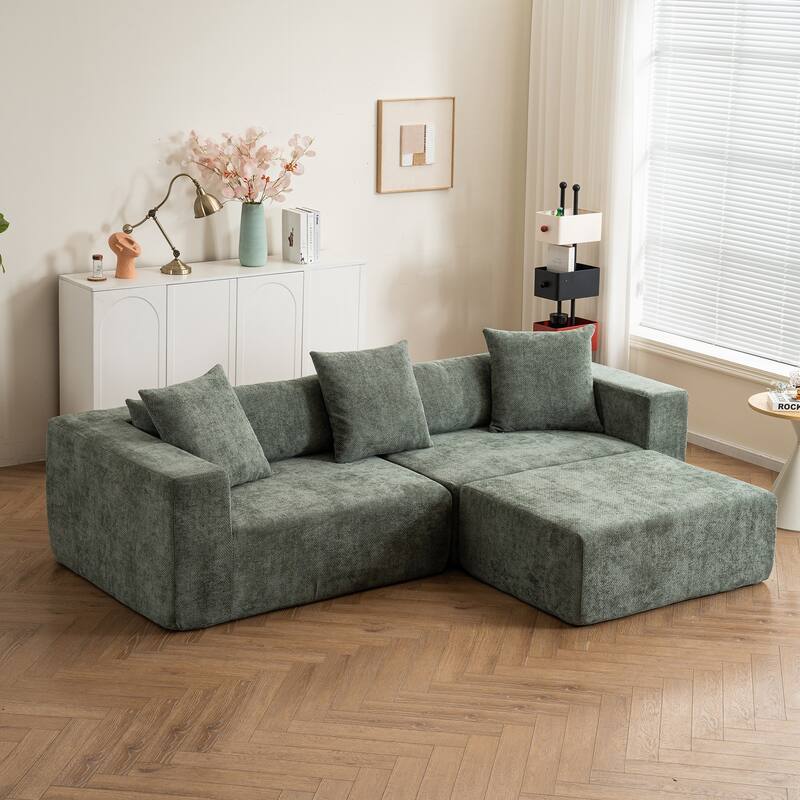Modular L-Shaped Cloud Sofa, Soft Chenille Cushion, No Assembly Needed