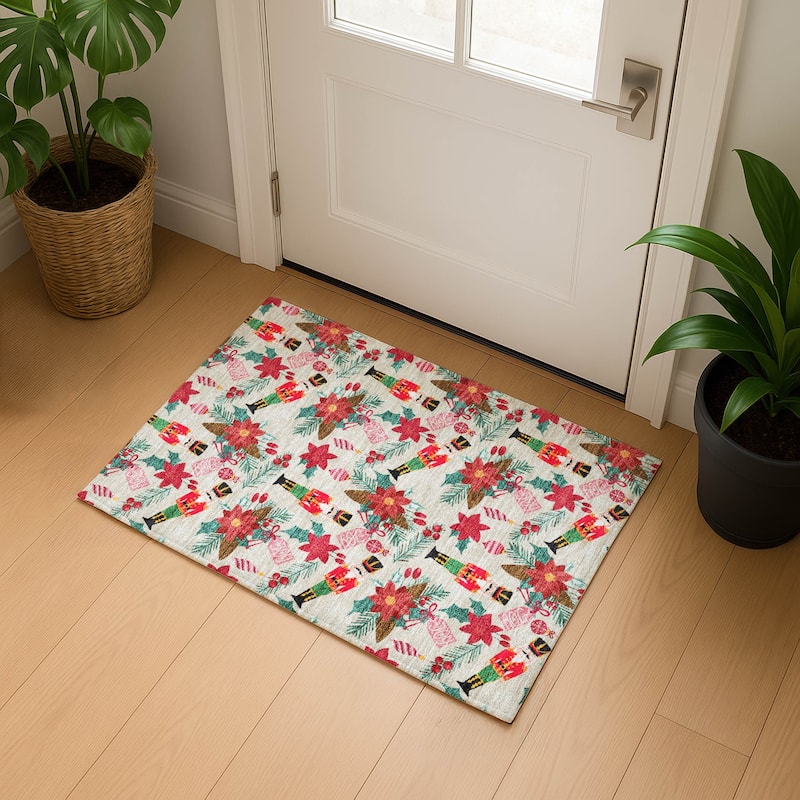 Premium Washable Super Soft Holiday Nutcracker Mayfield Rug - Beige - 1'8" x 2'6"