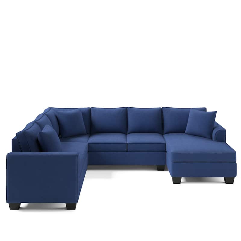 110*86" Sectional Sofa Upholstered Modern English Arm Classic U-shaped Sofa 3 Pillows Included