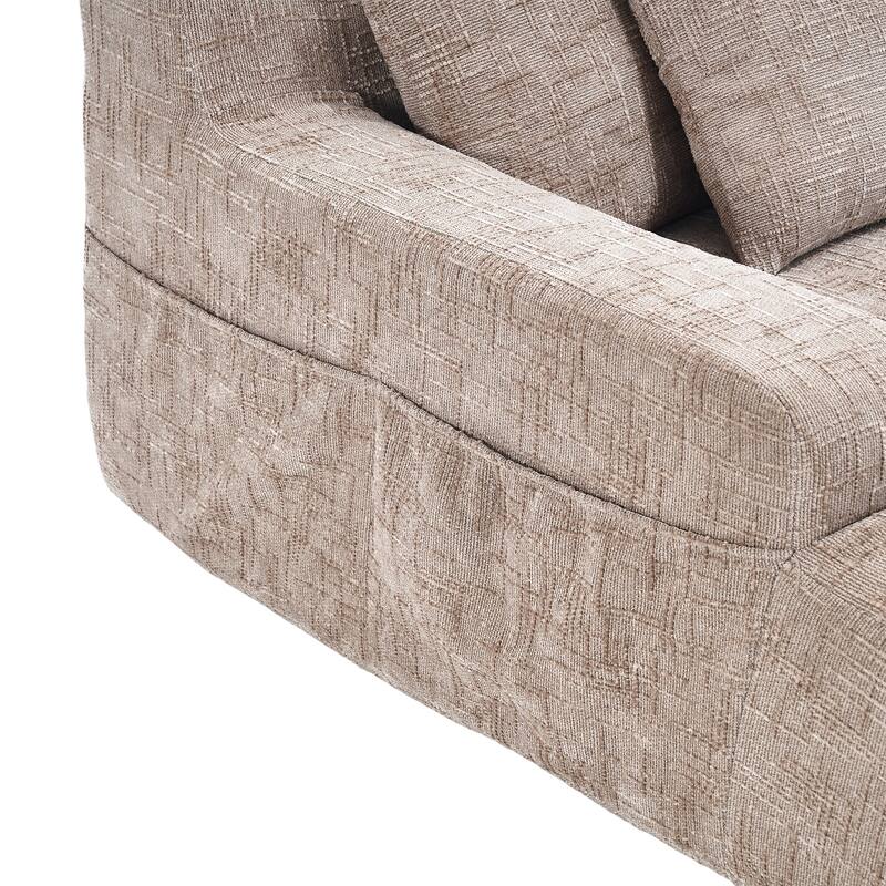 Chenille Interior Lazy Sofa Chaise Longue Armchair With Three Pillows And Armrestssleeping Sofa Bed