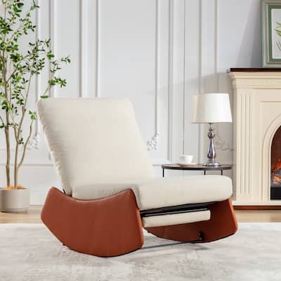 Glider Rocking Chair with Adjustable Backrest, Lounge Chair with Ottoman and Sturdy Base, Reading Chair with Padded Seat