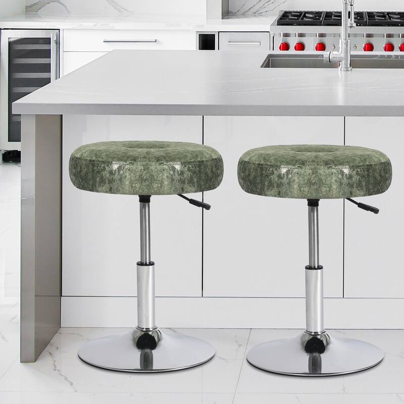 Adeco Makeup Vanity Stool Chair Round Ottoman Swivel Adjustable
