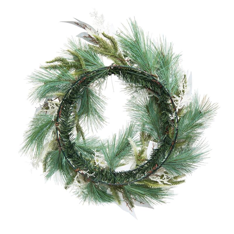 Transpac Artificial 24 in. Multicolor Christmas Glow Christmas Wreath