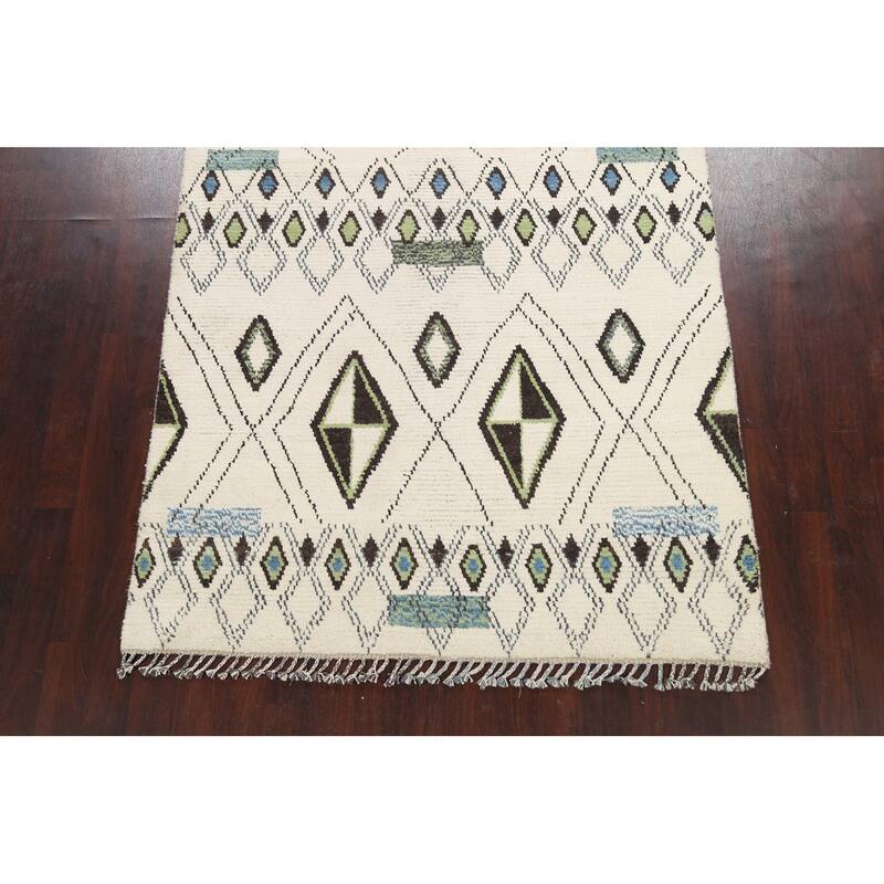 Modern Vegetable Dye Oriental Moroccan Berber Area Rug Wool Handmade - 5'9" x 9'3"