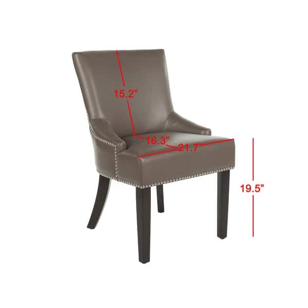 dimension image slide 5 of 7, SAFAVIEH Loire Leather Nailhead Dining Chairs (Set of 2)
