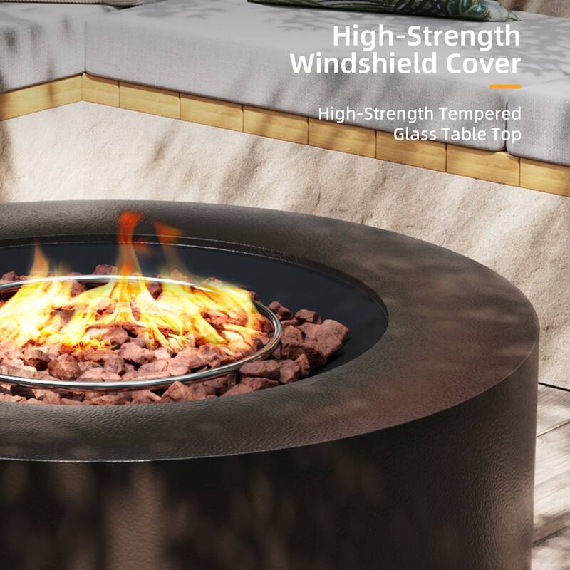 Patio Watcher Outdoor 42in. Iron Fire Pit Table with Propane Tank Cover