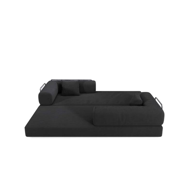 Modular Convertible Sleeper Sofa Bed, Corduroy Fabric Compression Sofa, Floor-Standing Sofa Bed with Armrests & Backrest