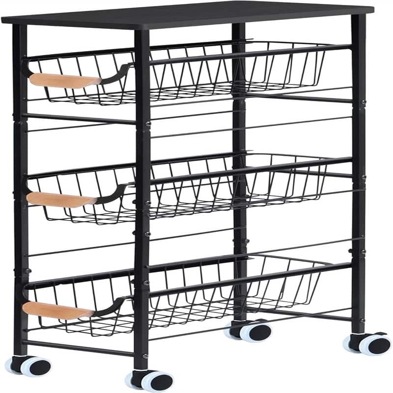 4Tier Narrow Rolling Cart - 15.7"D x 7.9"W x 30.1"H