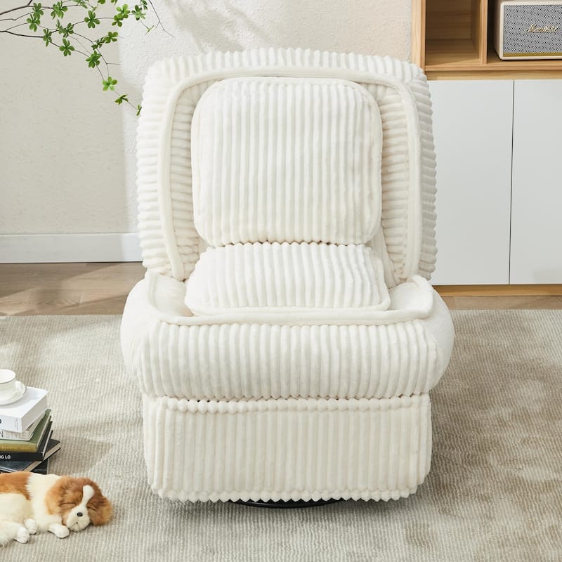 Recliner Chair with Pull Footrest, Swivel Rocking Single Sofa Chair, Upholstery Lounge Chair with Adjustable Backrest