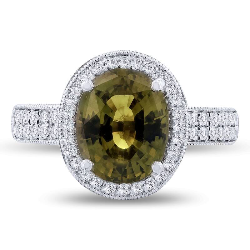 Auriya Platinum Vintage 3 7/8ct Alexandrite and 1/2ct TDW Diamond Halo Engagement Ring