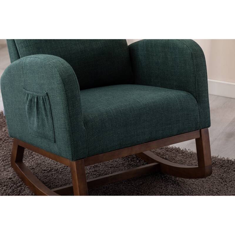 GDFStudio - Amelia Linen Upholstered Rocking Chair with Spacious Seat and Tall Back Design