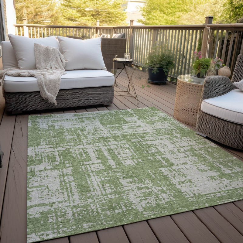 Machine Washable Indoor/ Outdoor Chantille Abstract Solid Rug