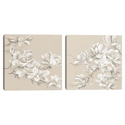 Neutral Magnolia I, Neutral Magnolia II by Maya Woods Canvas Art Prints