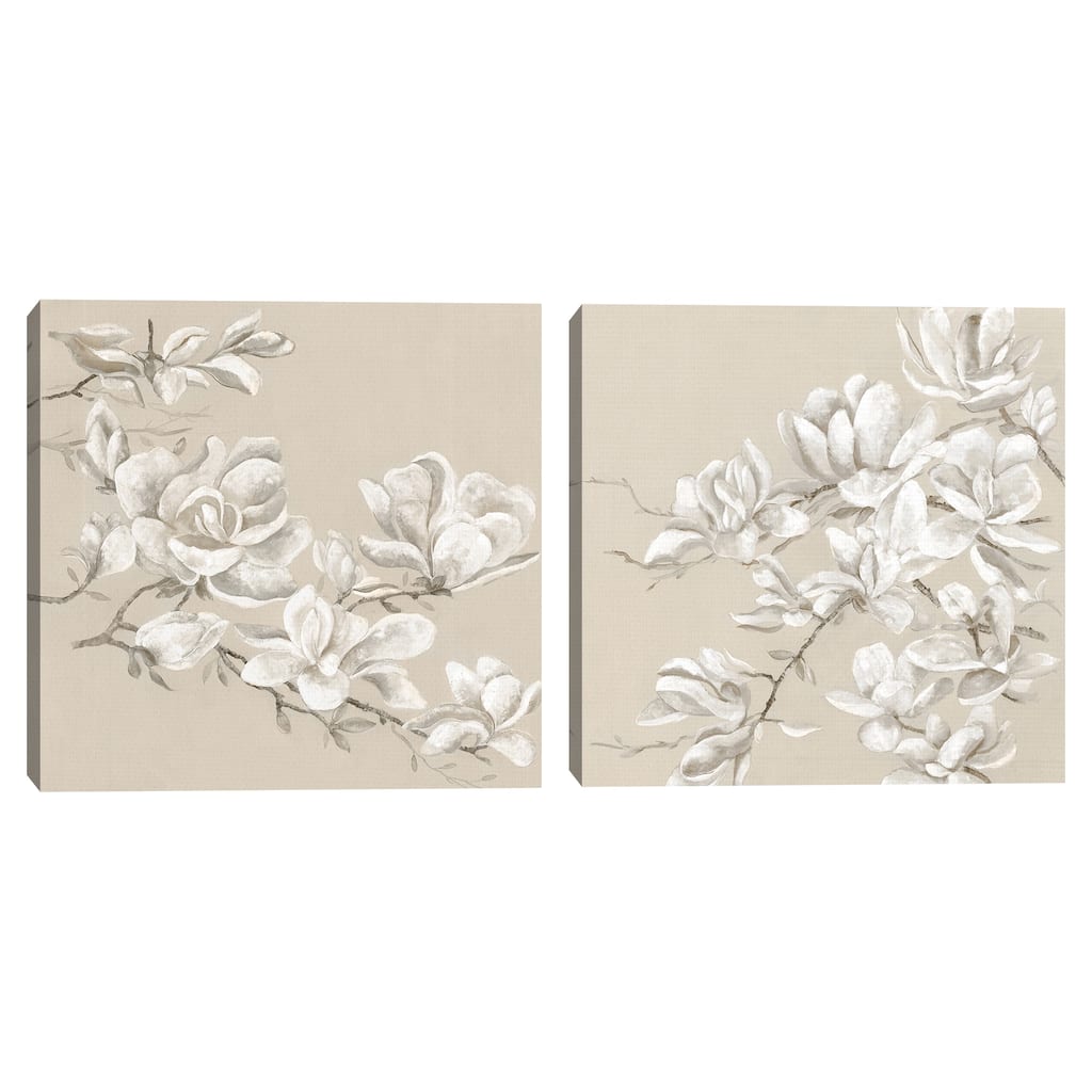 Neutral Magnolia I, Neutral Magnolia II by Maya Woods Canvas Art Prints