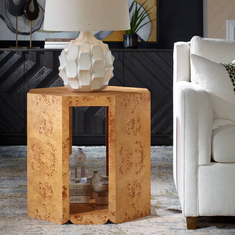 Round Top Open Frame Side Table - 26" - Brown