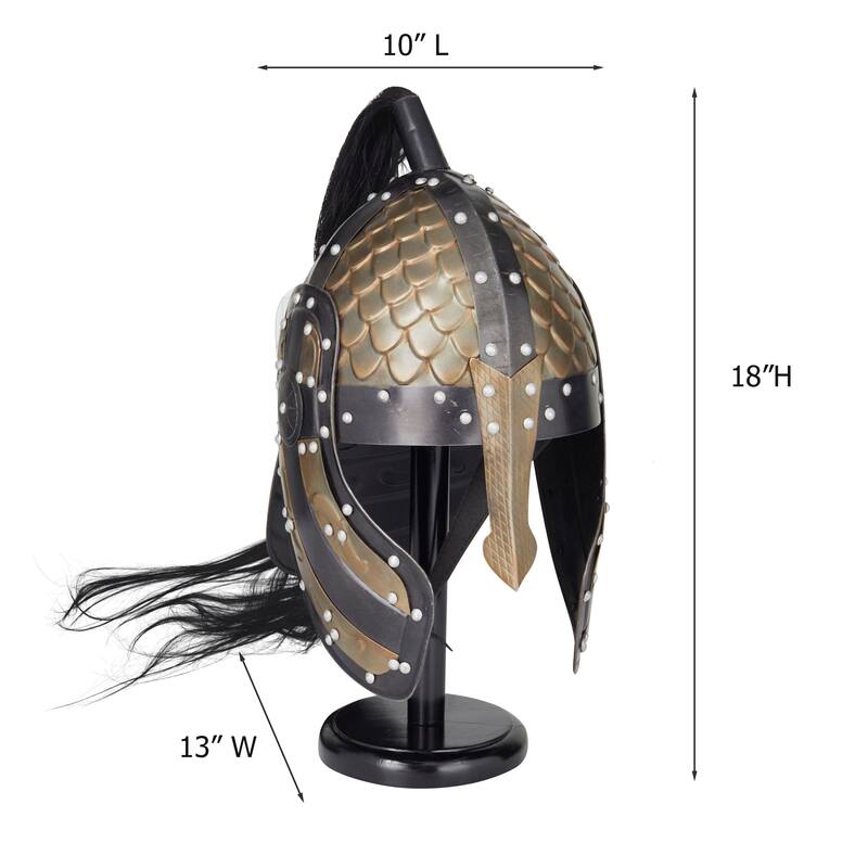 Medieval Spartan Anaconda Style Armor Helmet with Wooden Stand