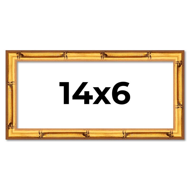 14x6 Frame Gold Bamboo Picture Frame Modern Photo Frame Includes UV Acrylic Shatter Guard Front Acid Free Foam Backing Board