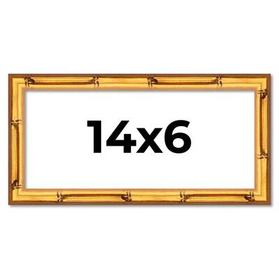 14x6 Frame Gold Bamboo Picture Frame Modern Photo Frame Includes UV Acrylic Shatter Guard Front Acid Free Foam Backing Board