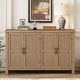 preview thumbnail 27 of 35, 4 Door Storage Sideboard with Adjustable Shelves Pinewood Legs and Retro Metal Handles for Living Room Entryway