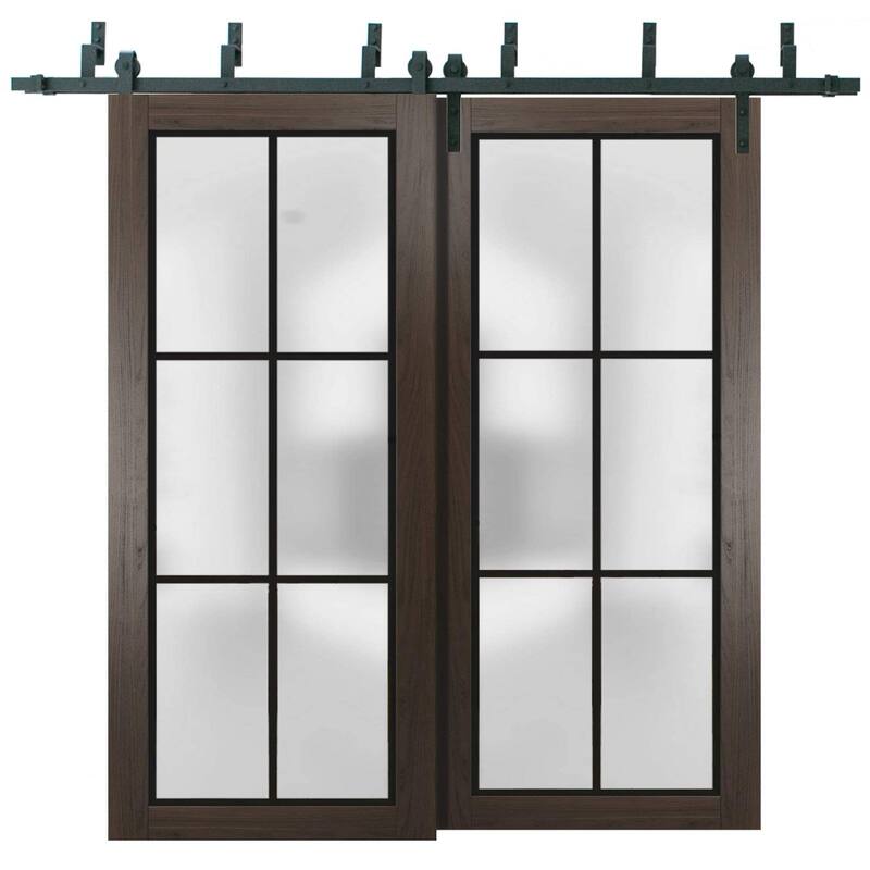 Barn Bypass Doors 36 x 80 Planum 2122 Chocolate Ash Sturdy 6.6ft - Grey - 64" x 80" ( 2* 32x80)