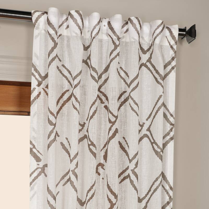 Exclusive Fabrics Normandy Printed Faux Linen Sheer Curtain (1 Panel)
