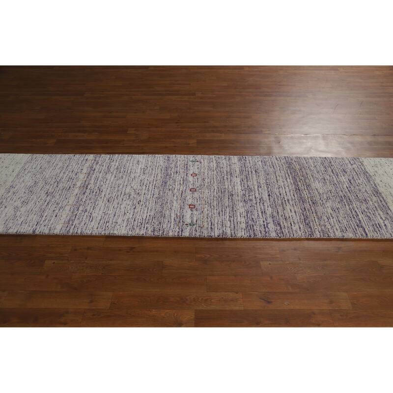 Tribal Gabbeh Indian Runner Rug Handmade Purple Wool Carpet - 2'4" x 9'6"