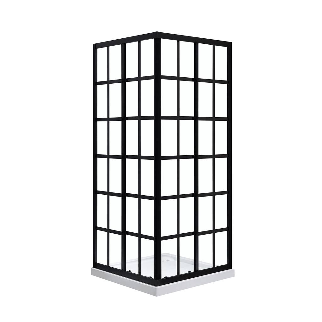 Ove Decors Marissa 36 in. Silk Screen Tempered Shower Panels in Black
