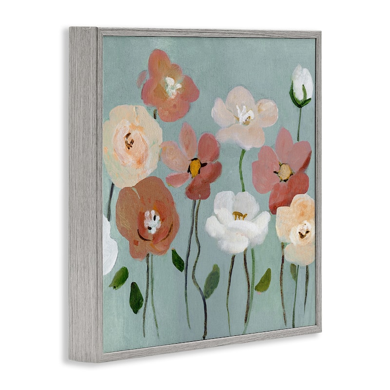 Stupell Boho Blooms on Blue Framed Giclee Art Design By Charity Henderson