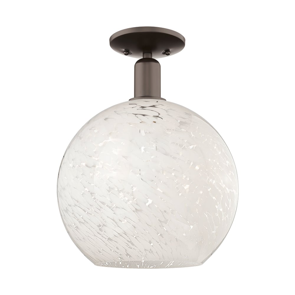 Innovations Lighting Endless Possibilities Arcadia - White Mouchette - 1 Light 12" Semi-Flush Mount