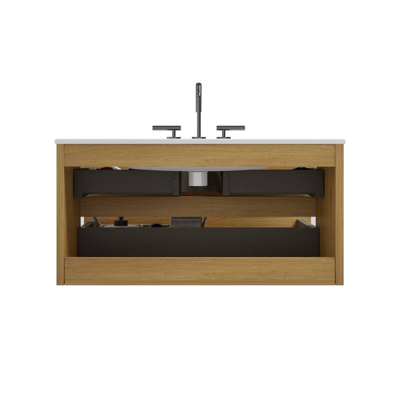 Wall Mounted Bathroom Vanity with Ceramic Sink