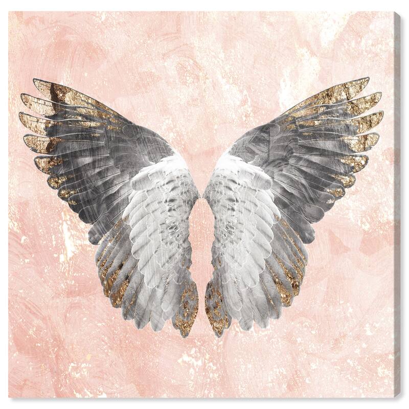 Wynwood Studio Canvas Fashion and Glam Golden Feather Down Pink and Light Pink Glam Wall Art Canvas Print