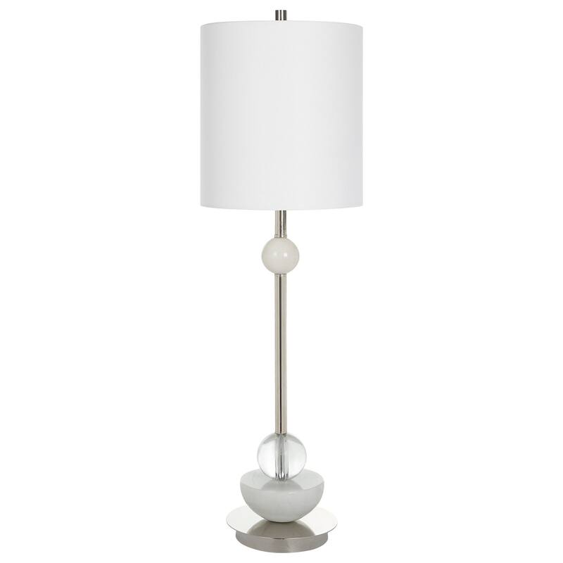 Streamlined Base Buffet Table Lamp with Drum Shade - 33.5" - White