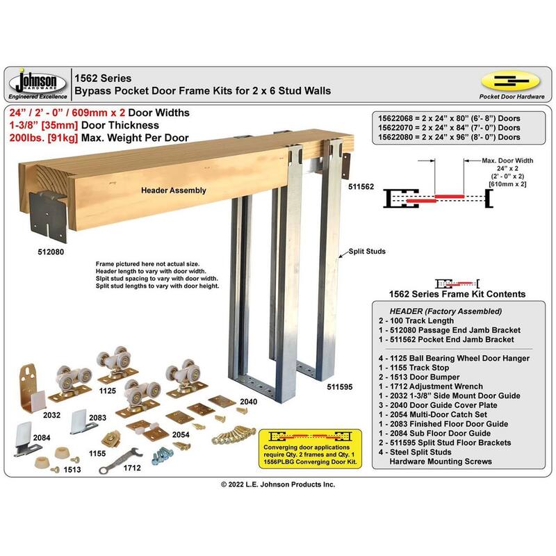 Johnson Hardware 15622068 1562 Series 24" x 80" Bypass Pocket Door