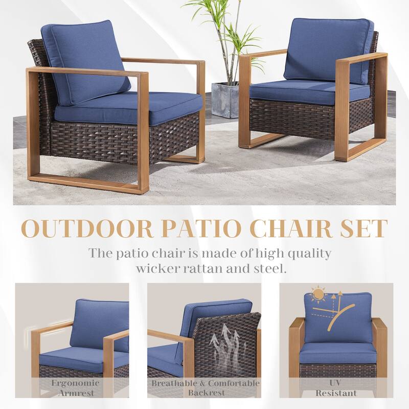 Gymojoy Outdoor Patio Chair with 2 Ottomans