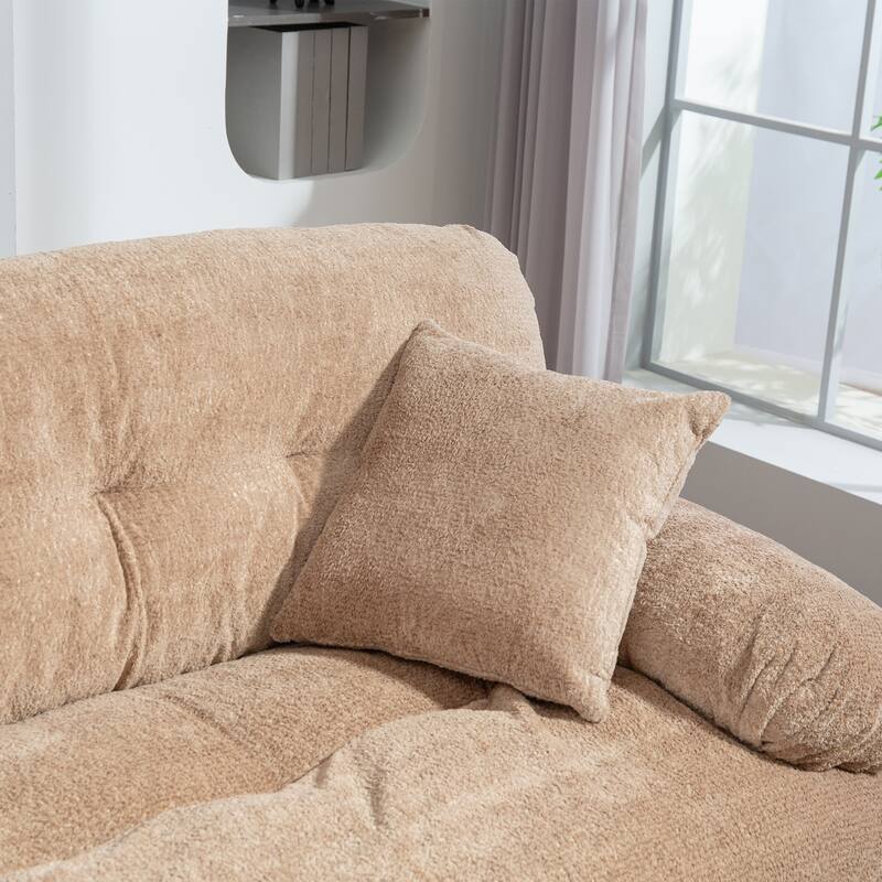 Modern Chenille 2 Seat Sectional Sofa with Memory Foam Cushions and Pillows for Living Room and Guest Room