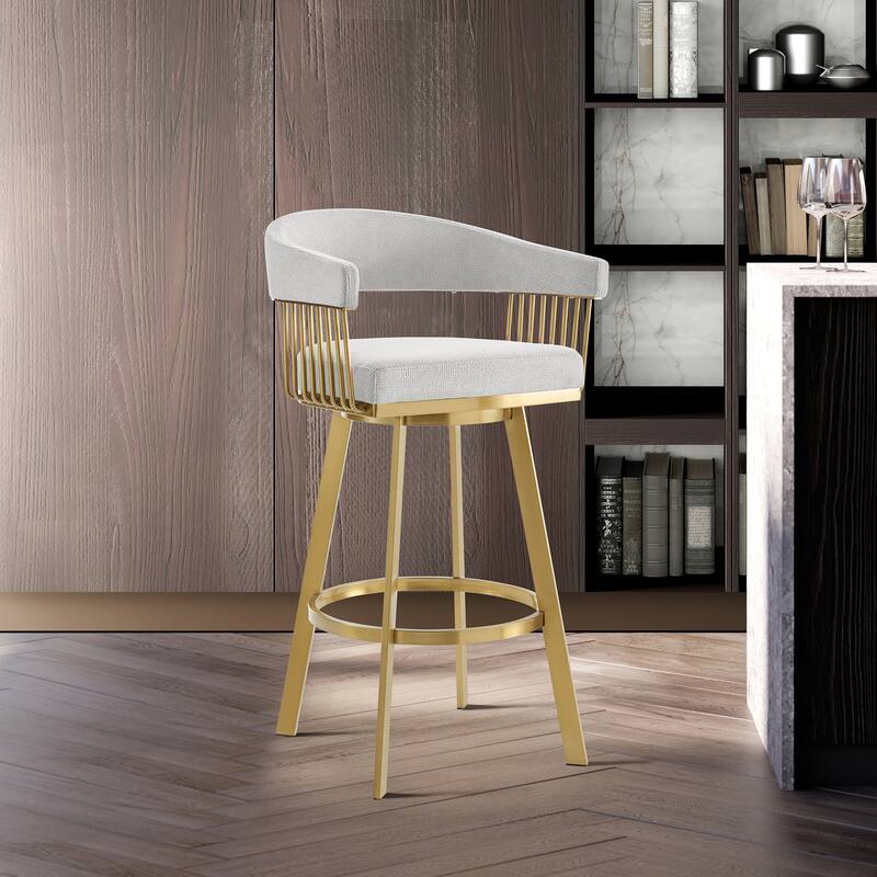 Chelsea Modern Swivel Bar Stool, Upholstered Counter Height Chair with Metal Frame
