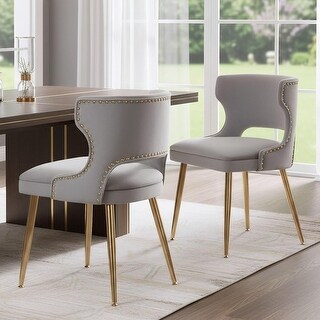 Modern Velvet Dining Chairs with Gold Legs, Set of 2, Armless, Mid ...