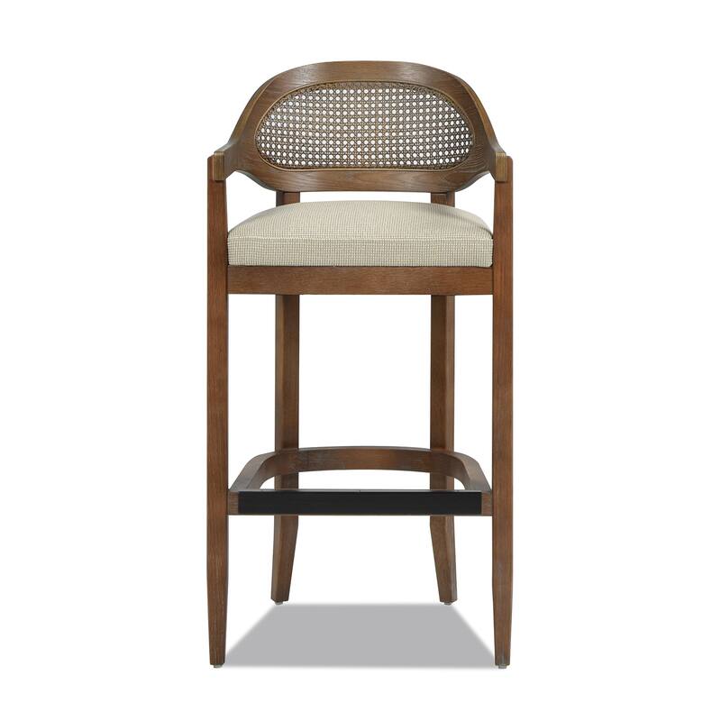 Americana Mid-Century Modern Rattan Cane Back Counter and Bar Stool