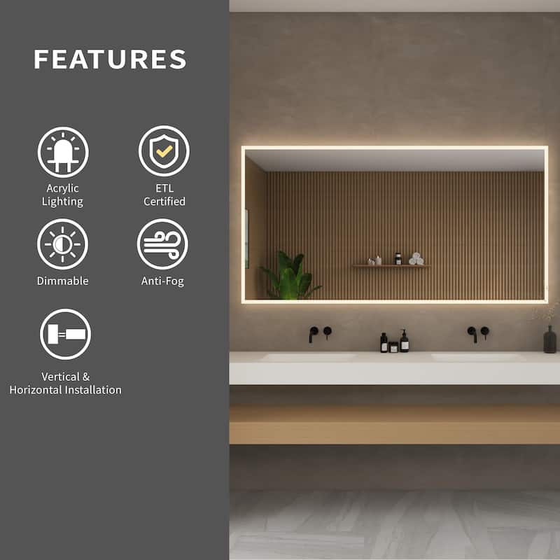 Wyndham Collection WCZLEDWSDPL7036 Hilton 70"W x 36"H Rectangular Flat