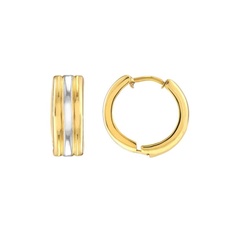 Curata 10k Two Tone Two Tone Segmented Round Hoop Earrings - 4.30x2mm