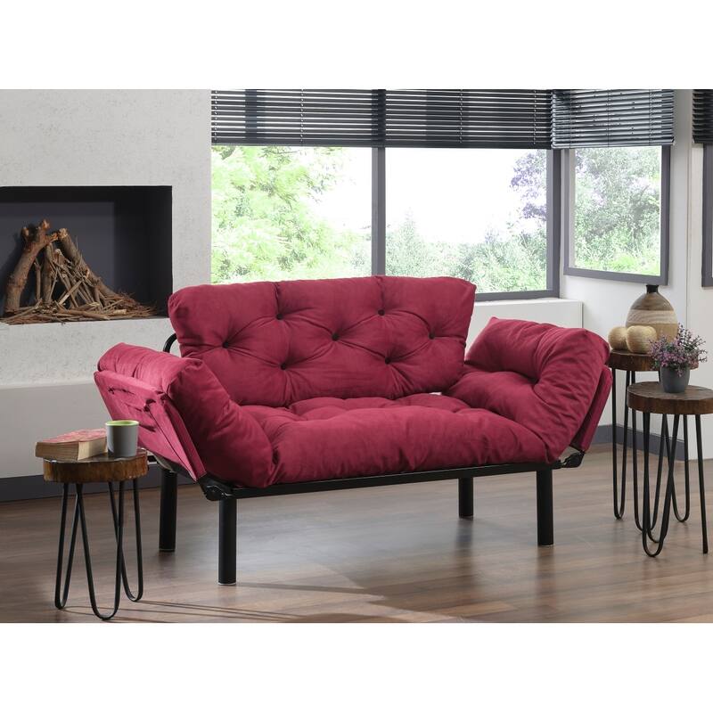 Gazapizm Metal Frame, Tufted Removable Cushions Loveseat