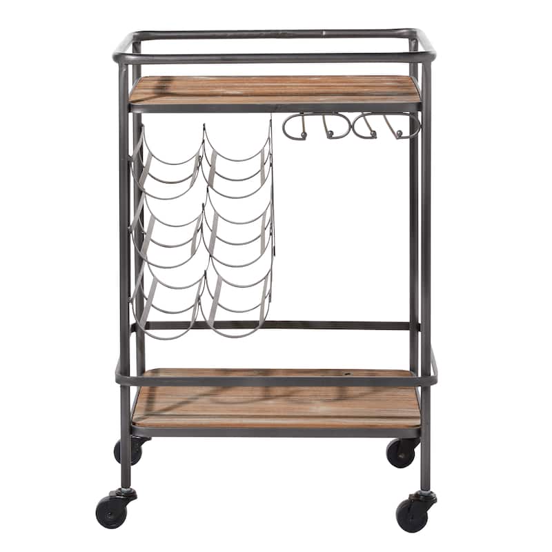Metal Contemporary Bar Cart with Wheels