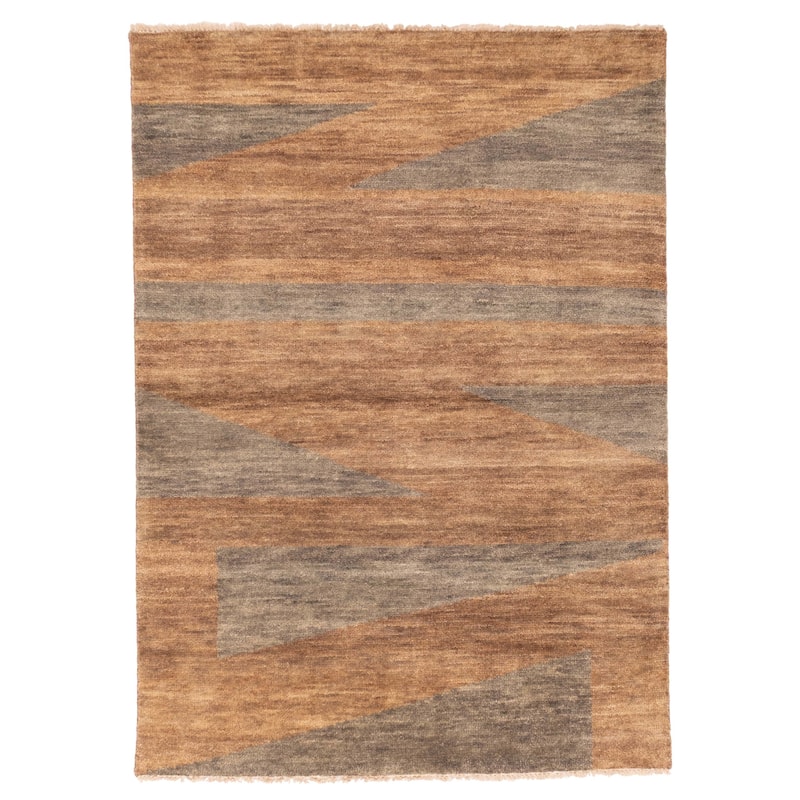 ECARPETGALLERY Hand-knotted Peshawar Ziegler Brown Wool Rug - 4'11 x 6'10