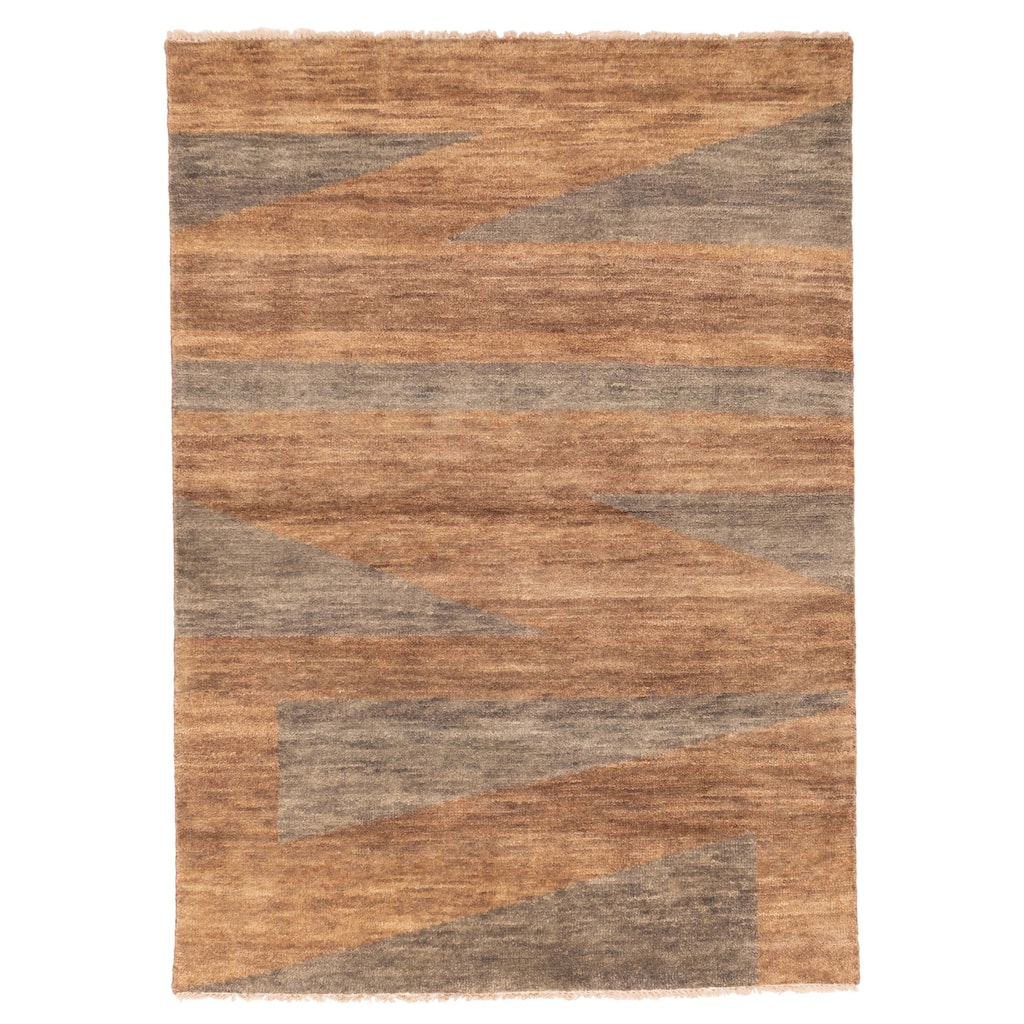 ECARPETGALLERY Hand-knotted Peshawar Ziegler Brown Wool Rug - 4'11 x 6'10