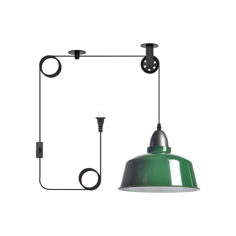 Farmhouse bulbs light green plug in light metal pendant light