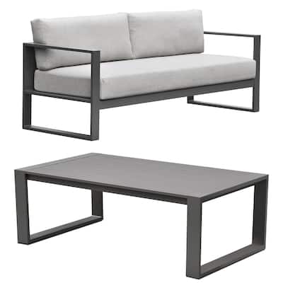 Navarro Outdoor 2-Piece Lounge Set with Cushions, Mocha