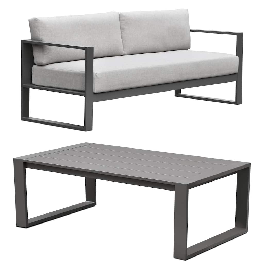 Navarro Outdoor 2-Piece Lounge Set with Cushions, Mocha